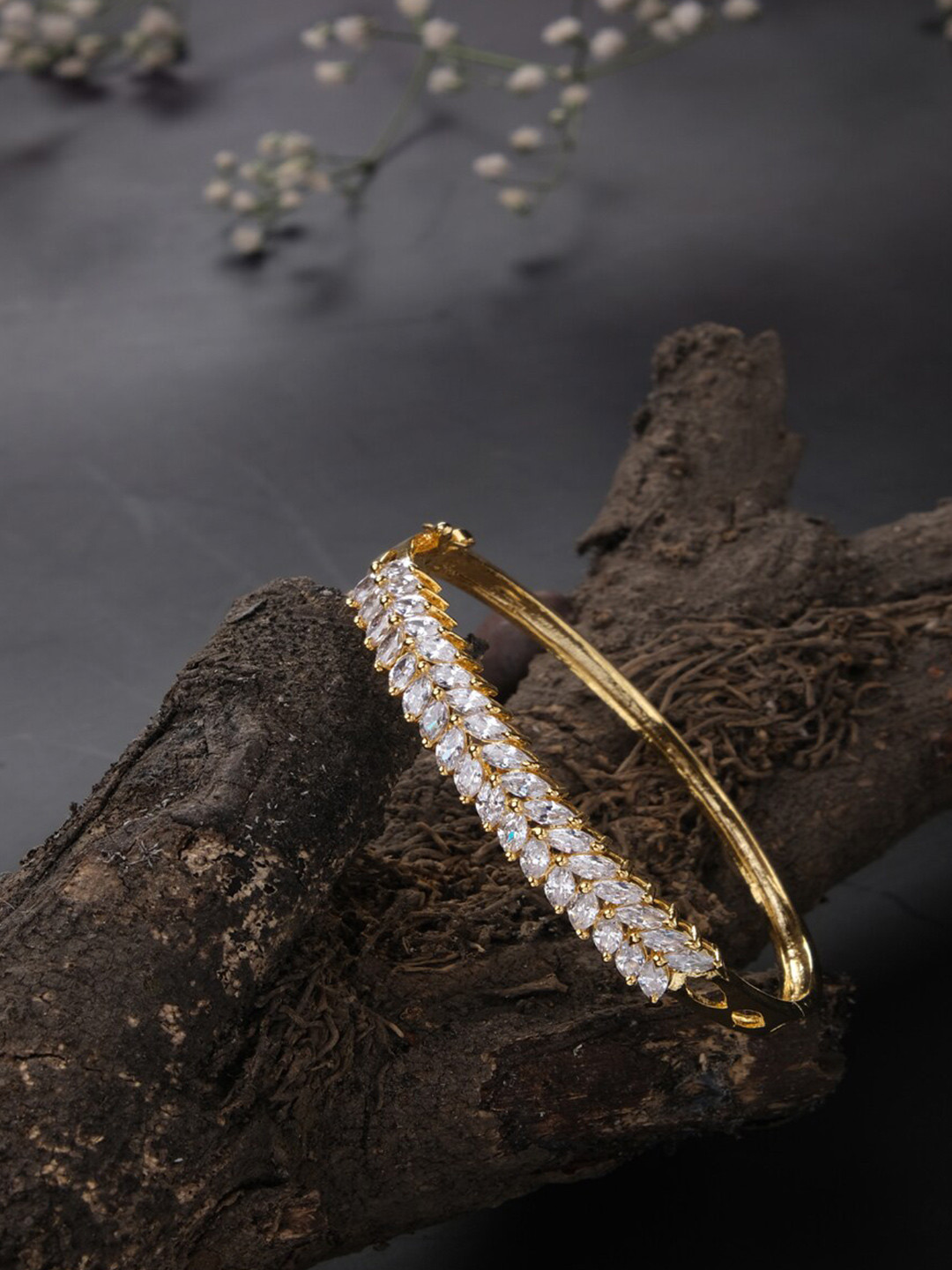 

Jewelz American Diamond Gold-Plated Bangle-Style Bracelet