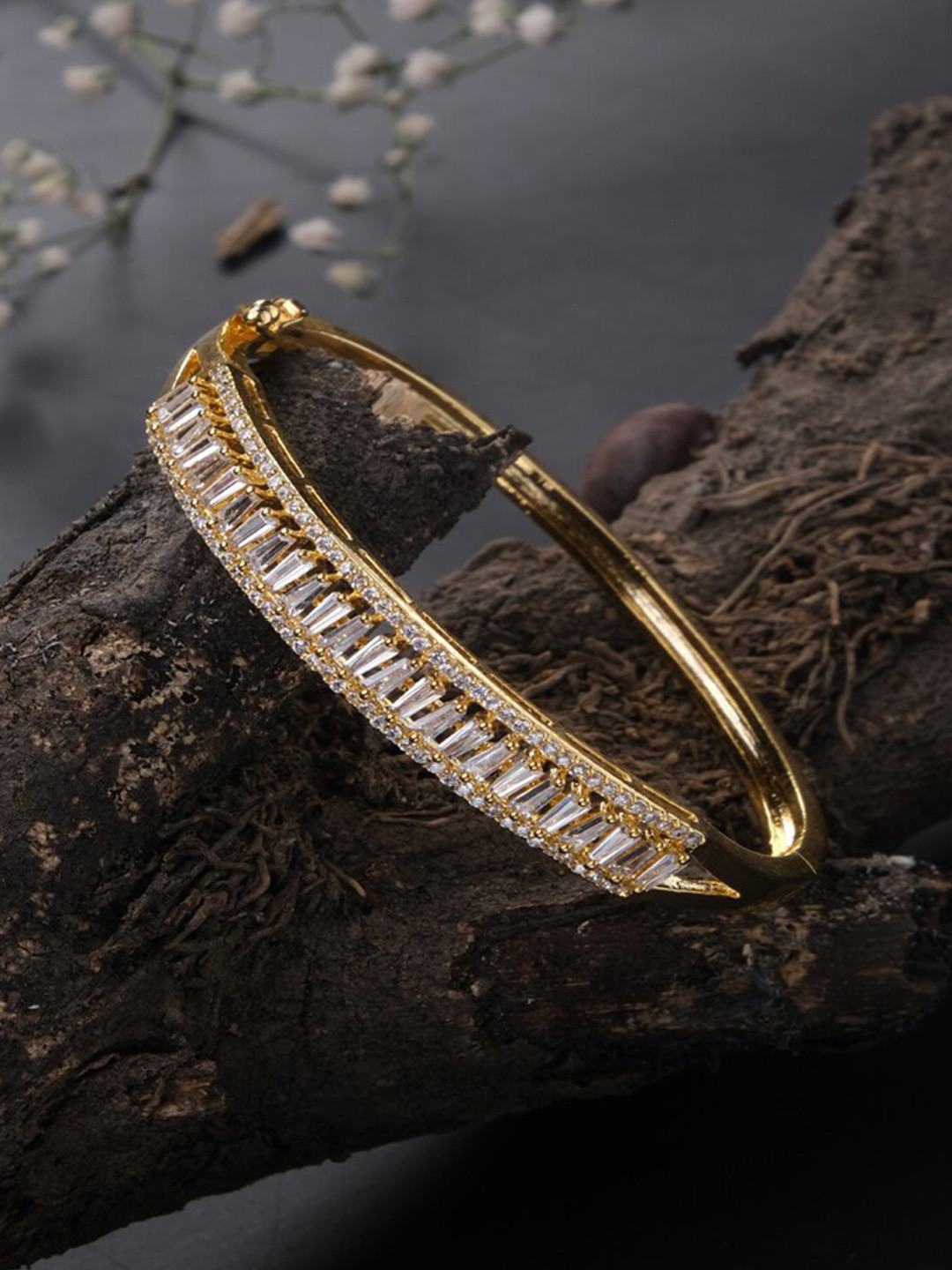 

Jewelz American Diamond Gold-Plated Bangle-Style Bracelet
