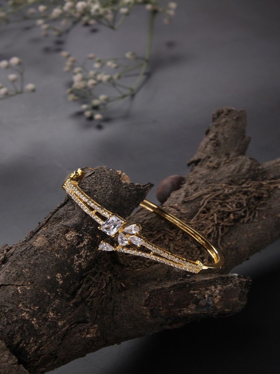 

Jewelz American Diamond Gold-Plated Bangle-Style Bracelet