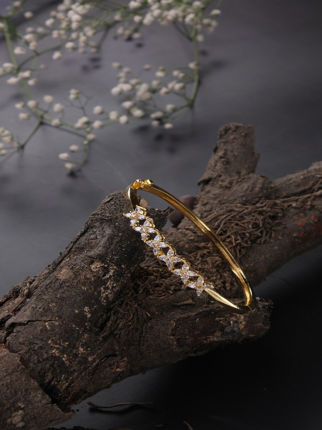 

Jewelz American Diamond Gold-Plated Bangle-Style Bracelet