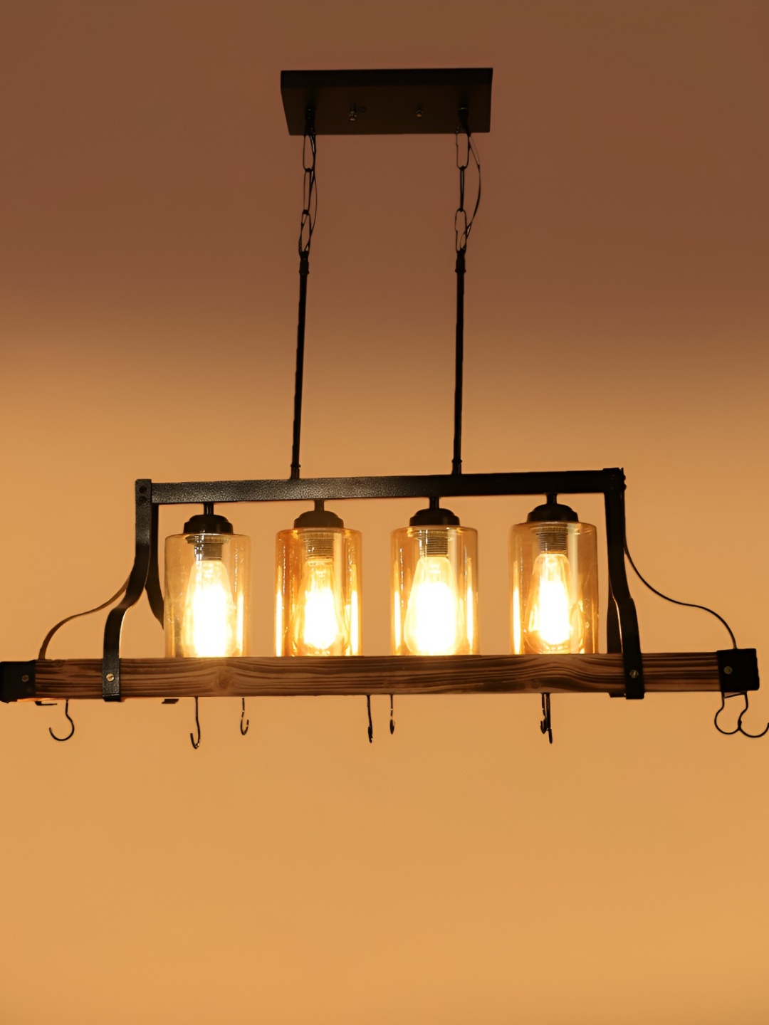 

ELIANTE Brown Solid Wood Contemporary Cylindrical Ceiling Lamp