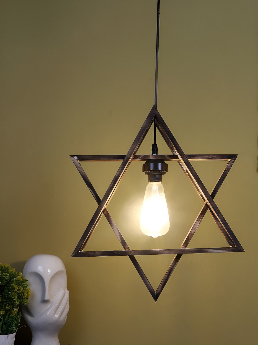 

ELIANTE Brown Solid Wood Contemporary Abstract Shaped Ceiling Lamp