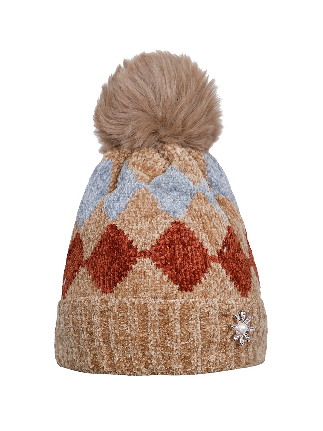 

LOOM LEGACY Self Design Acrylic Wool Beanie, Gold