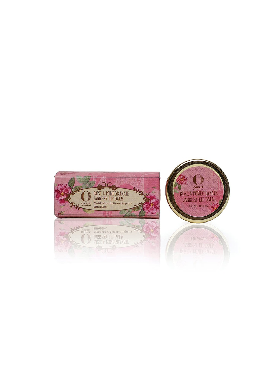 

OHRIA AYURVEDA Rose & Pomegranate Jaggery Lip Balm For Moisturize Softens & Repairs - 8g, Pink