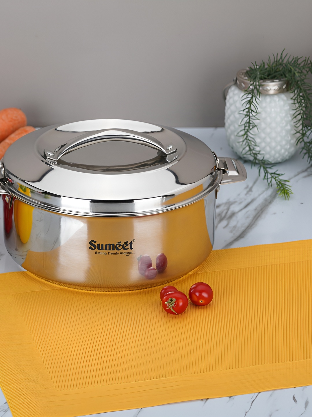 

Sumeet 2Pieces Stainless Steel Double Wall Insulated Serving Casseroles 2.5L, Silver