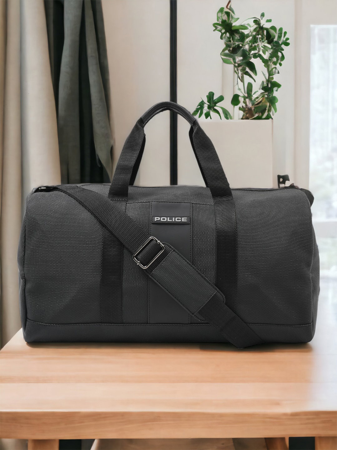 

Police Vegan Leather Duffel Bag, Black