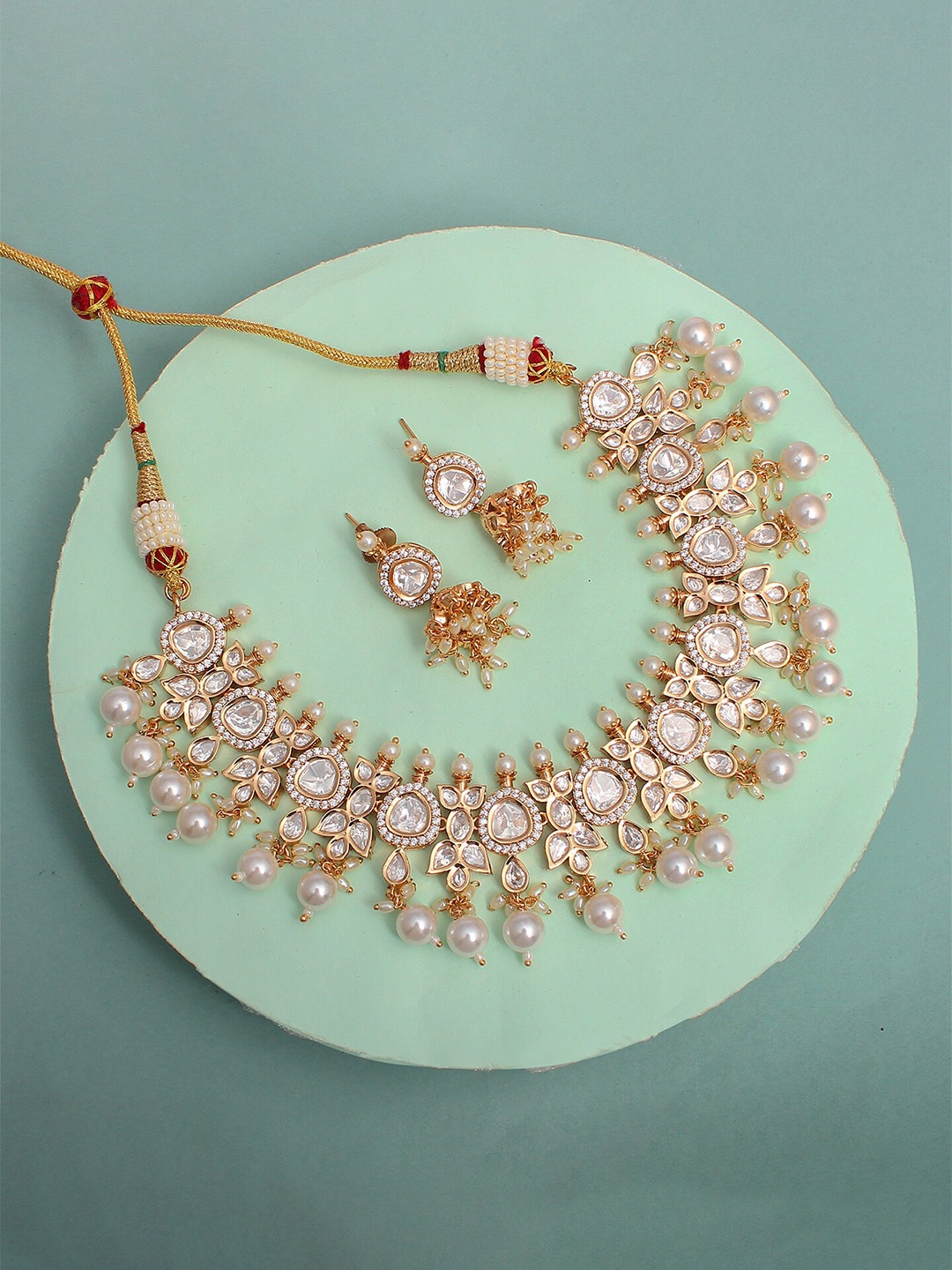 

Mirana Mohsha Gold-Plated Kundan-Studded Polki Choker Necklace And Earrings