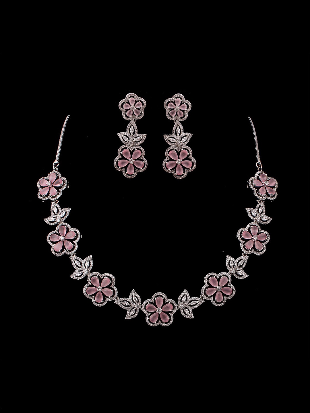 

Mirana Neysa Rhodium-Plated AD-Studded Jewellery Set, Silver