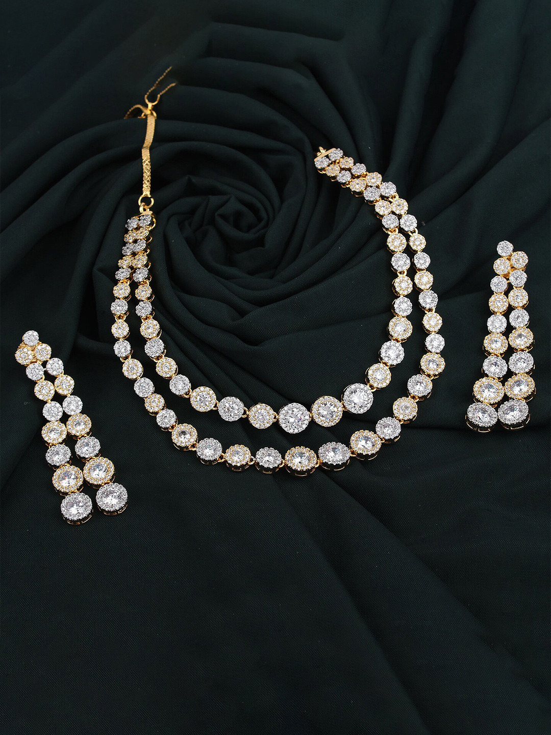 

Mirana Gold-Plated American Diamond Studded Jewellery Set