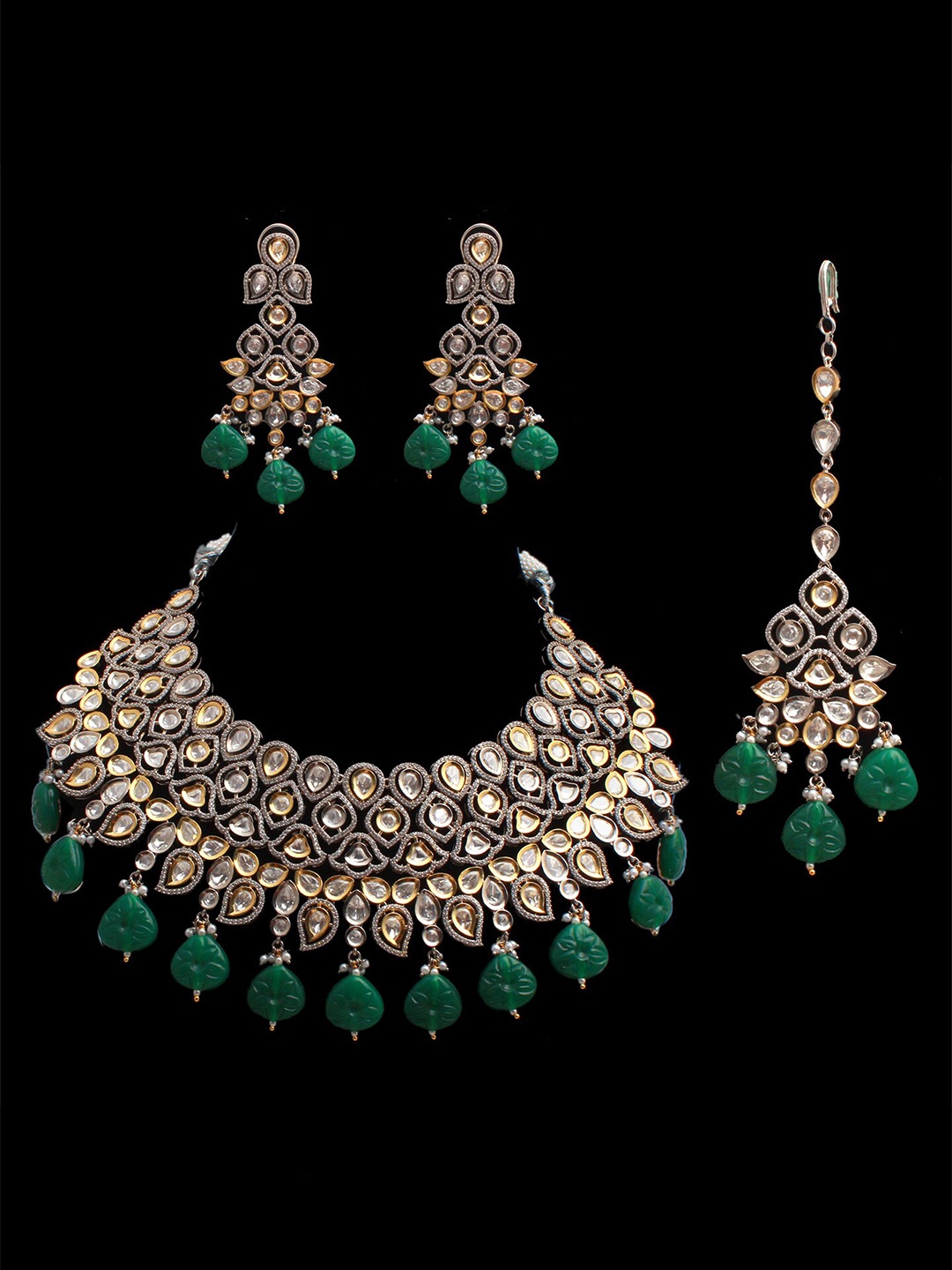 

Mirana Rhodium-Plated Necklace Set With Maang Tika, Silver