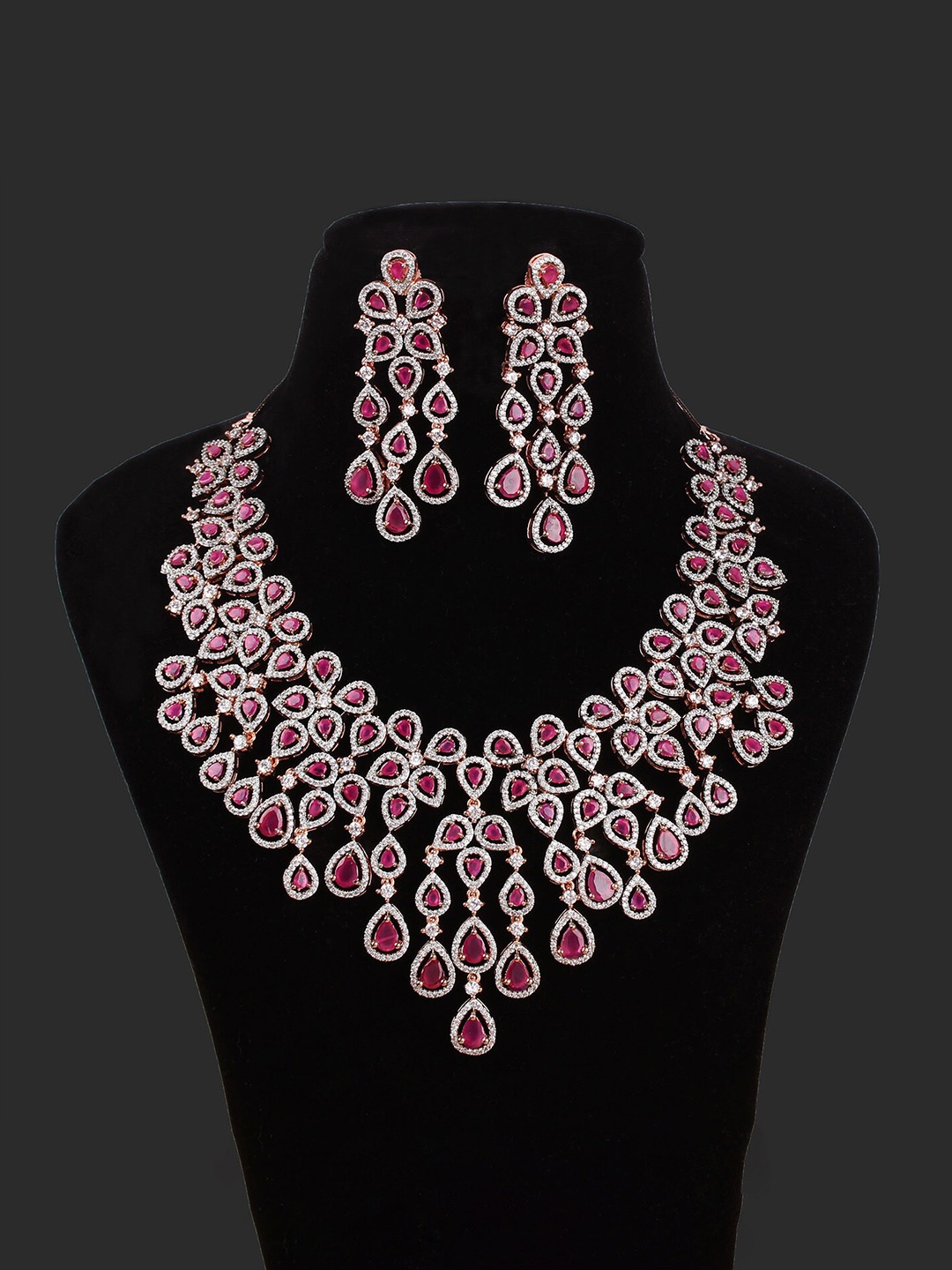 

Mirana Rose Gold-Plated Stone-Studded Necklace Set