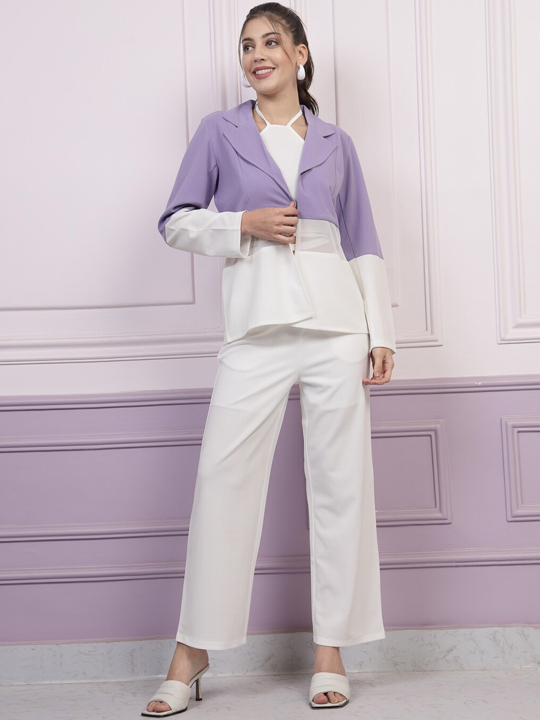 

Athena Colourblocked Coat & Trousers, Lavender