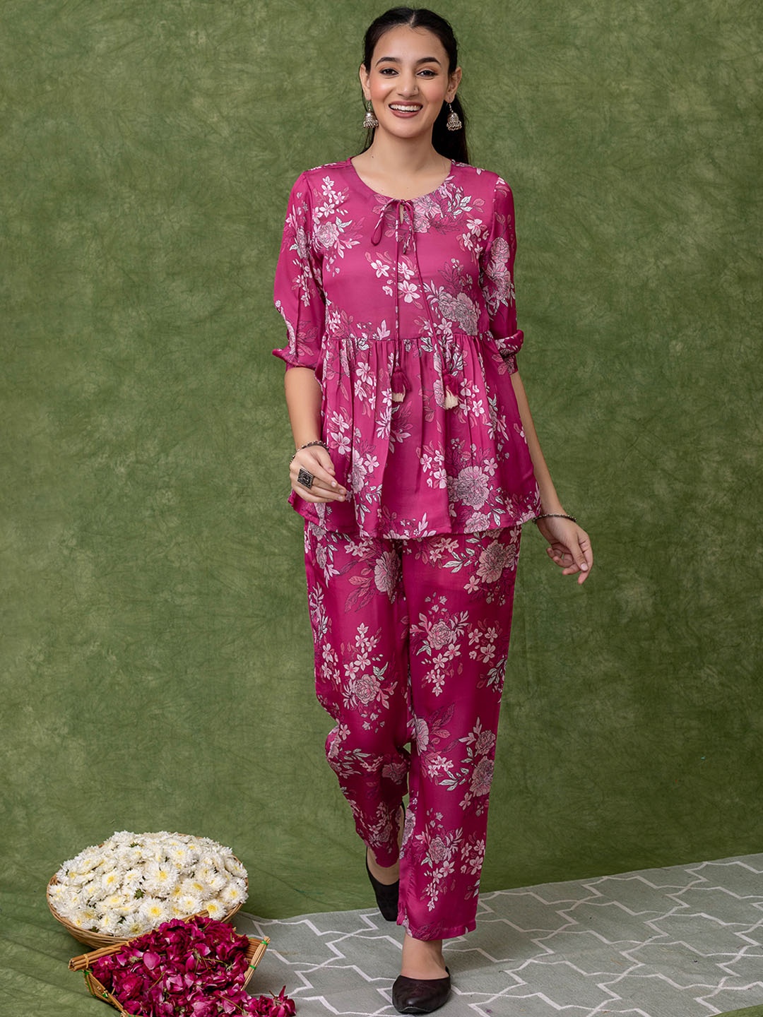 

KASYA Digital Printed Tunic & Trousers Co-Ords Set, Pink