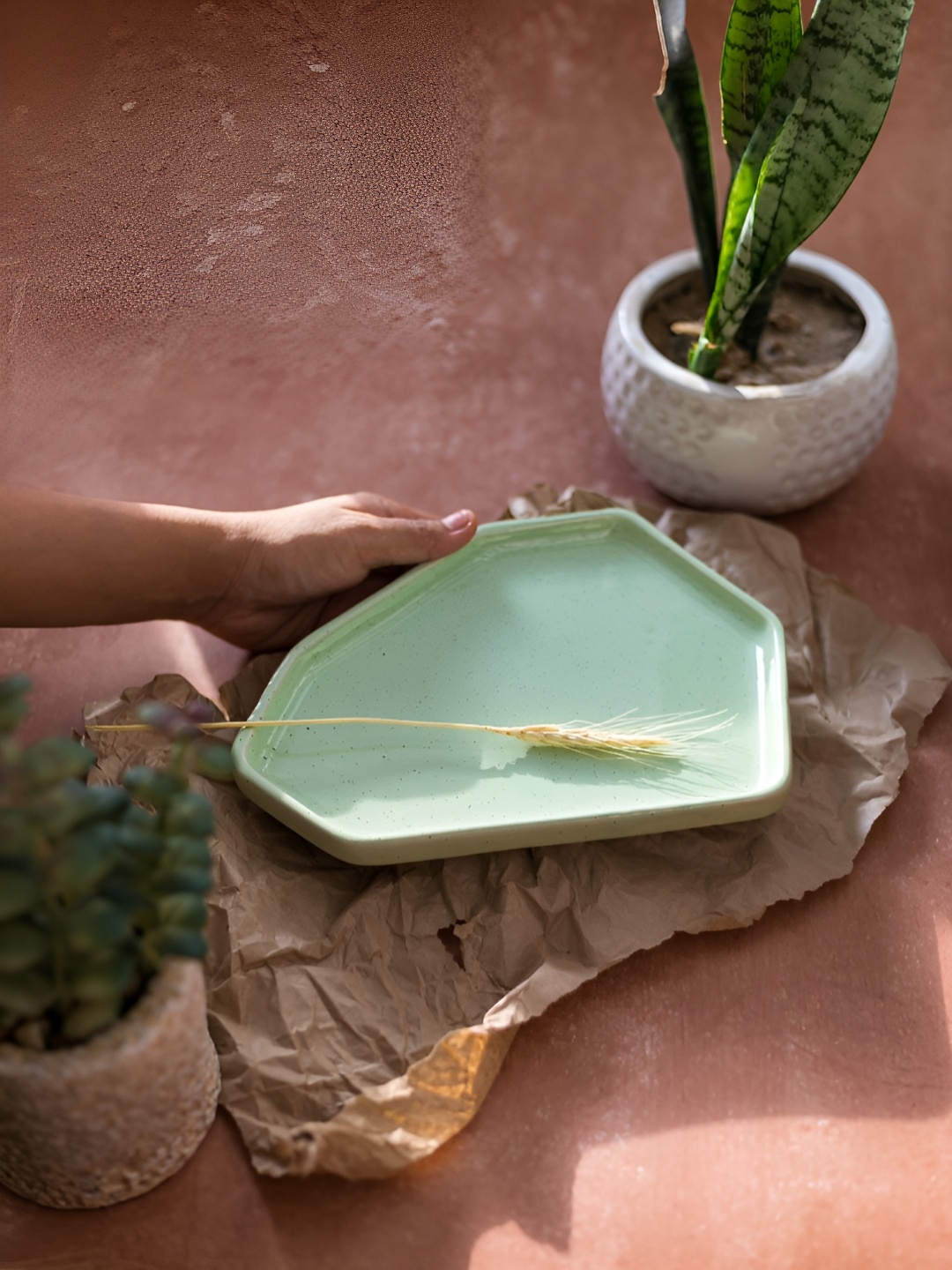 

Manor House Green 1 Pieces Ceramic Easy to Clean Food Platter Serveware