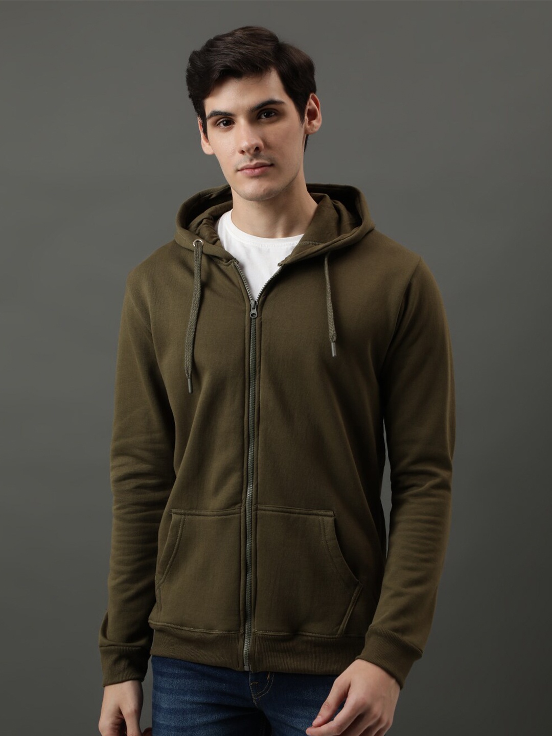 

ADRO Hooded Cotton Sweatshirt, Olive