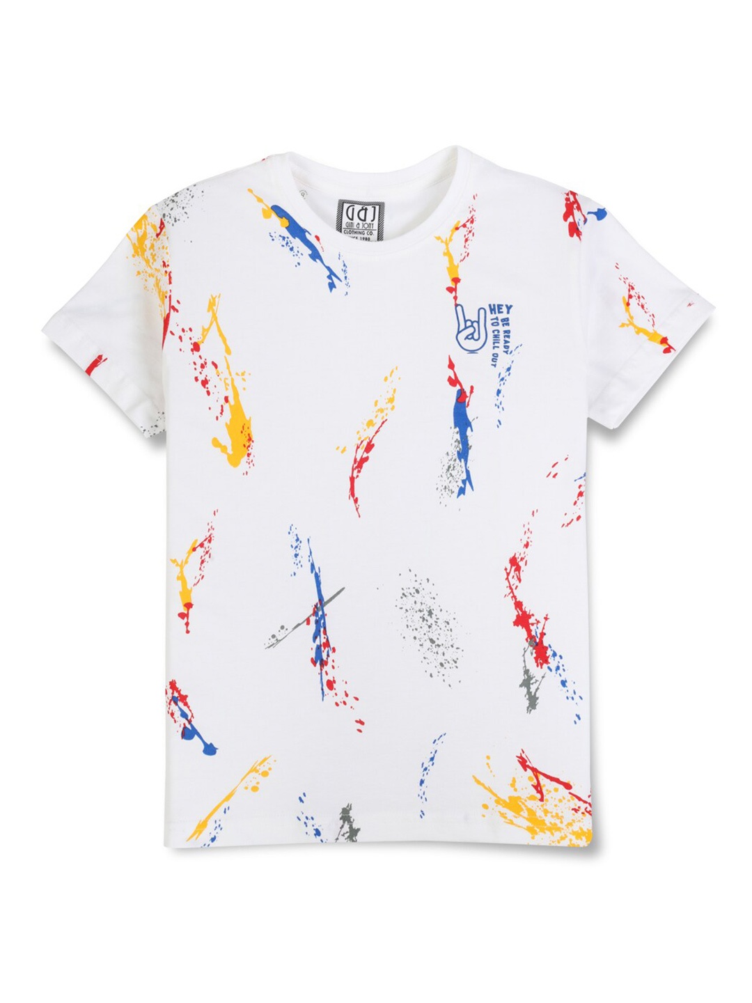 

Gini and Jony Boys Abstract Printed Pure Cotton Regular Fit T-shirt, White