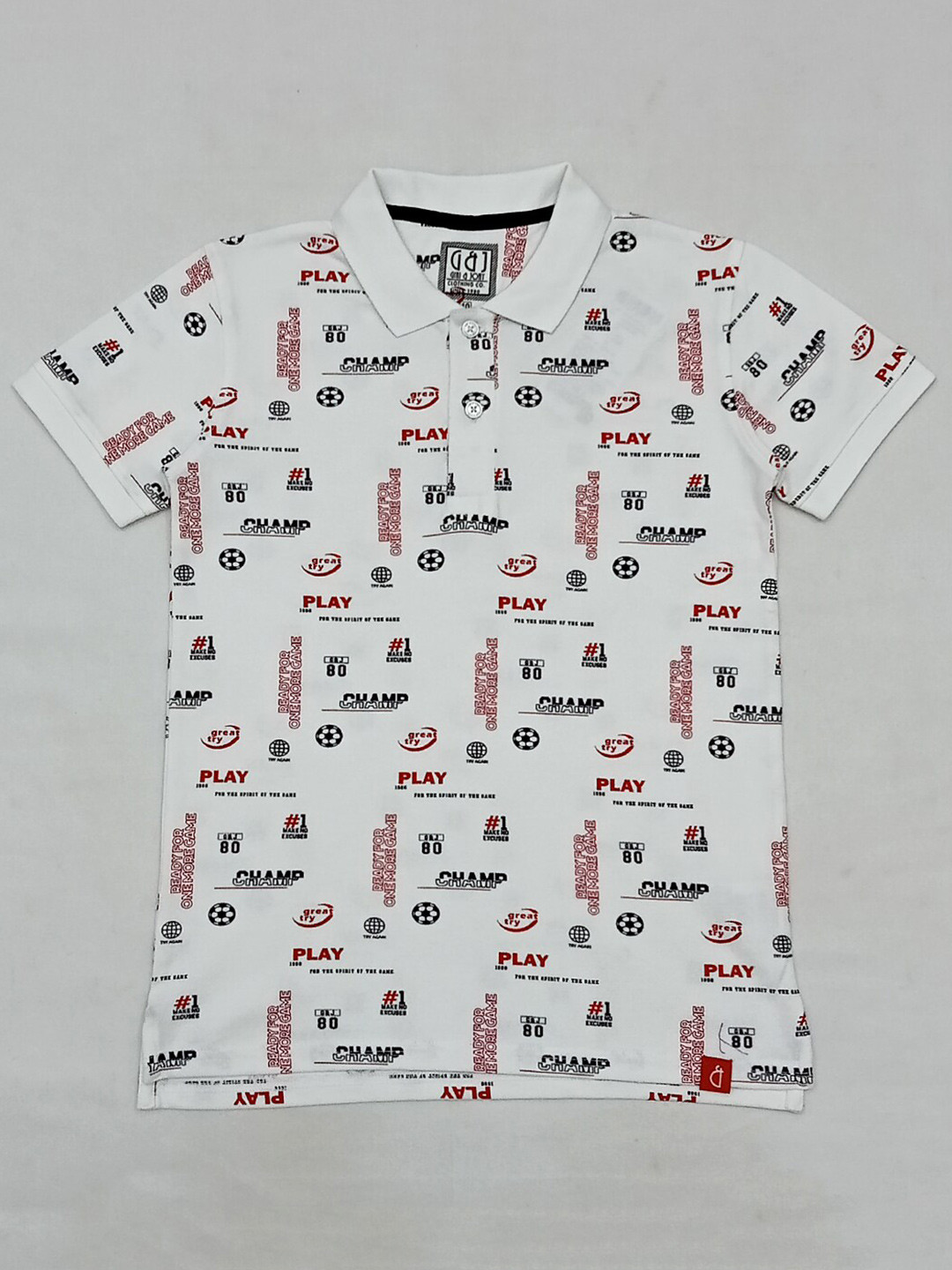 

Gini and Jony Boys Typography Printed Polo Collar Pure Cotton Regular Fit T-shirt, White