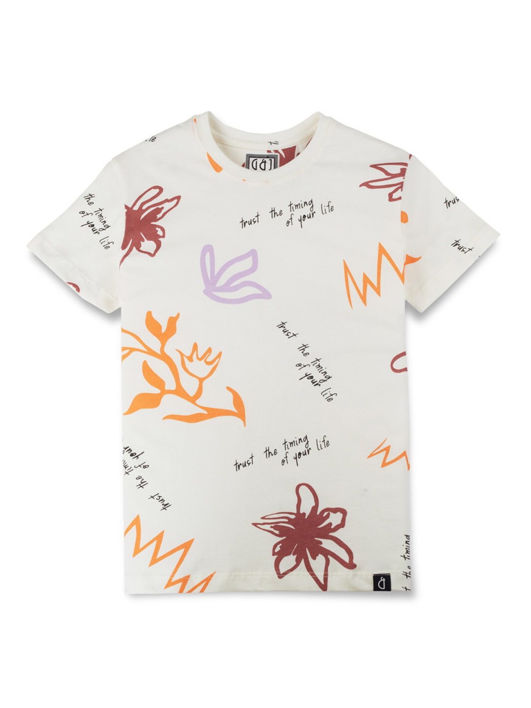 

Gini and Jony Boys Typography Printed Cotton T-shirt, White