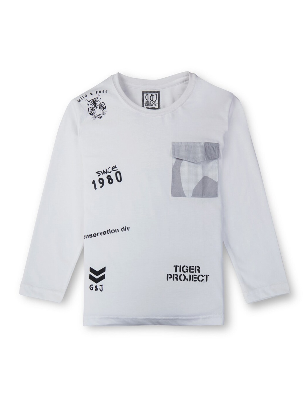 

Gini and Jony Boys Typography Printed Cotton T-Shirt, White