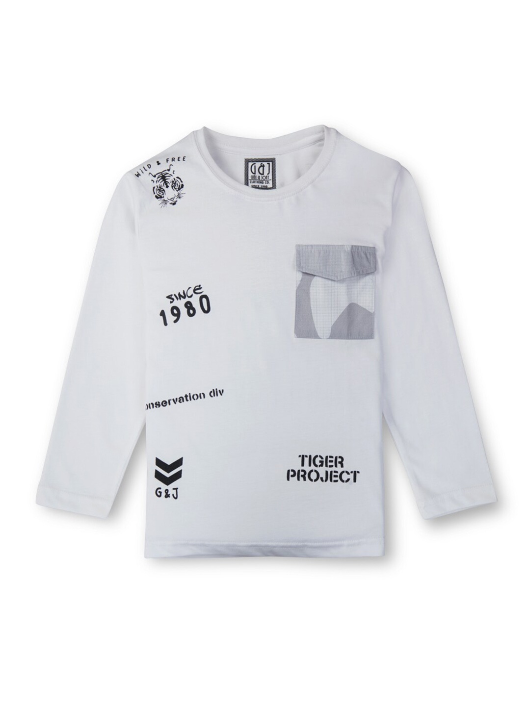 

Gini and Jony Boys Typography Printed Round Neck Long Sleeve Cotton Regular Fit T-shirt, White