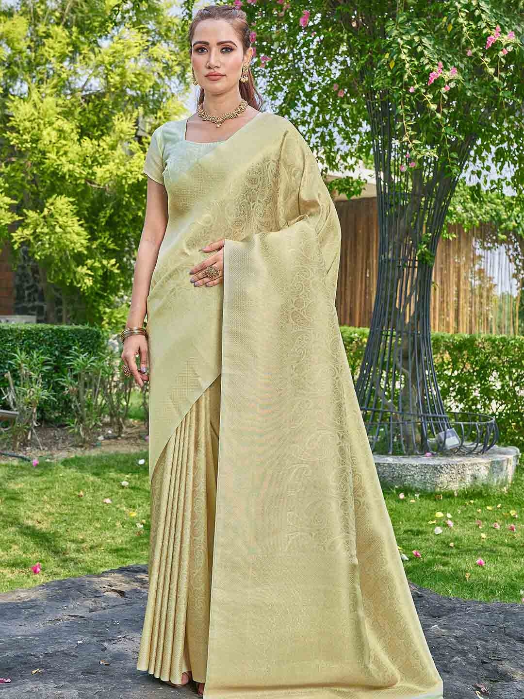 

Ariya Prints Ethnic Motifs Woven Design Zari Banarasi Saree, Green