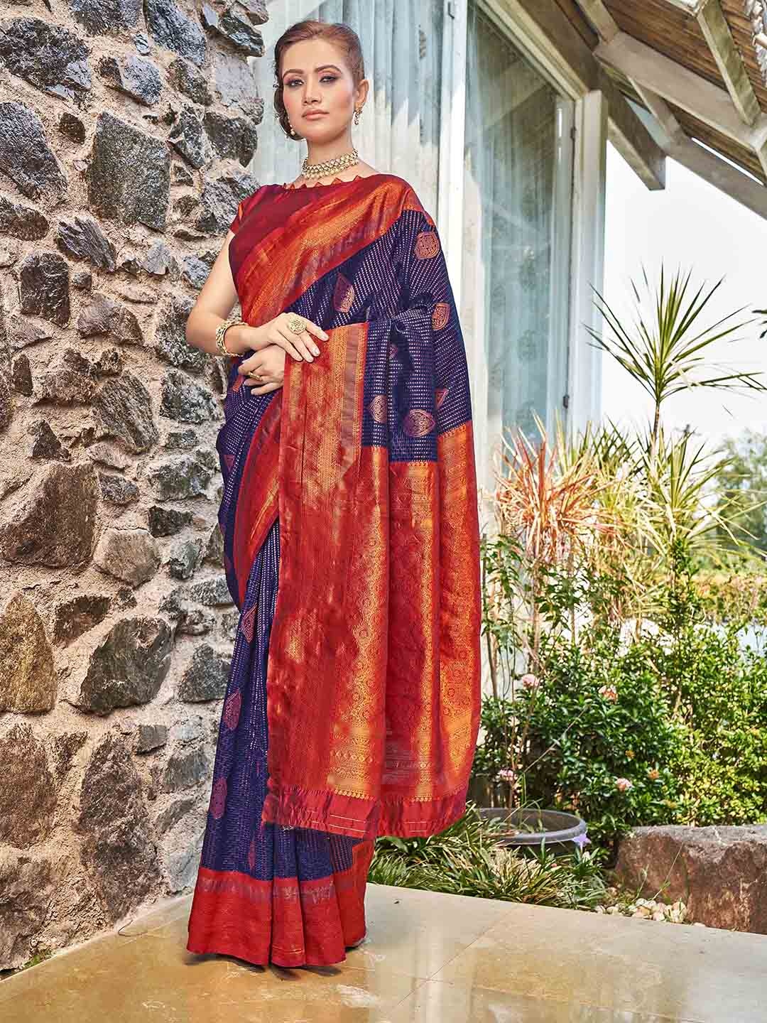 

Ariya Prints Ethnic Motifs Woven Design Zari Kanjeevaram Saree, Blue