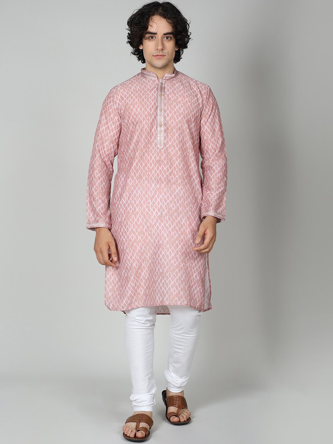 

MAAHI FABS Geometric Printed Straight Kurta, Coral