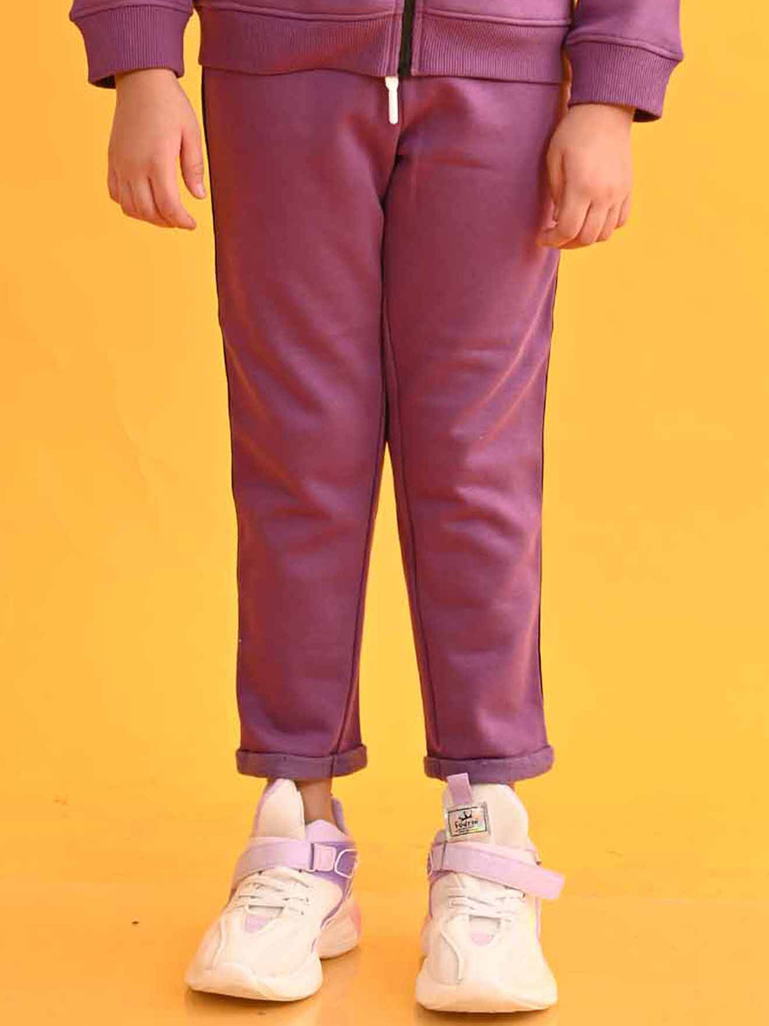 

Anthrilo Infant Girls Cuffed Hem Fleece Joggers, Purple
