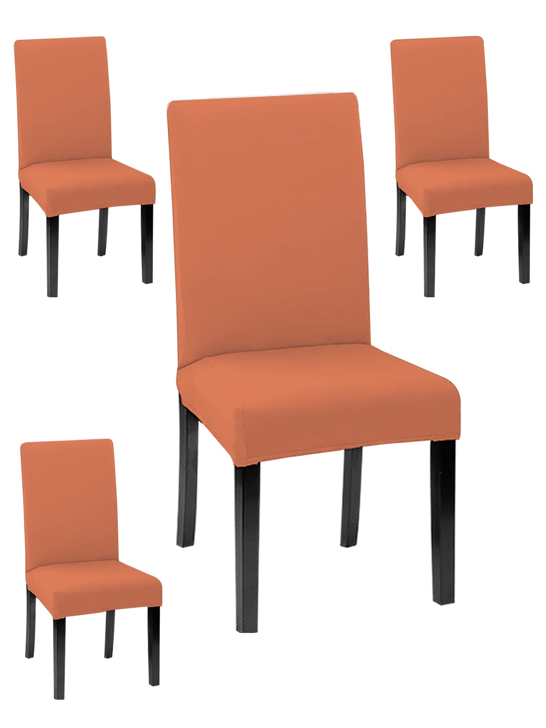 

Lazi 4 Pieces Peach Solid Printed Stretchable Dining Chair Covers