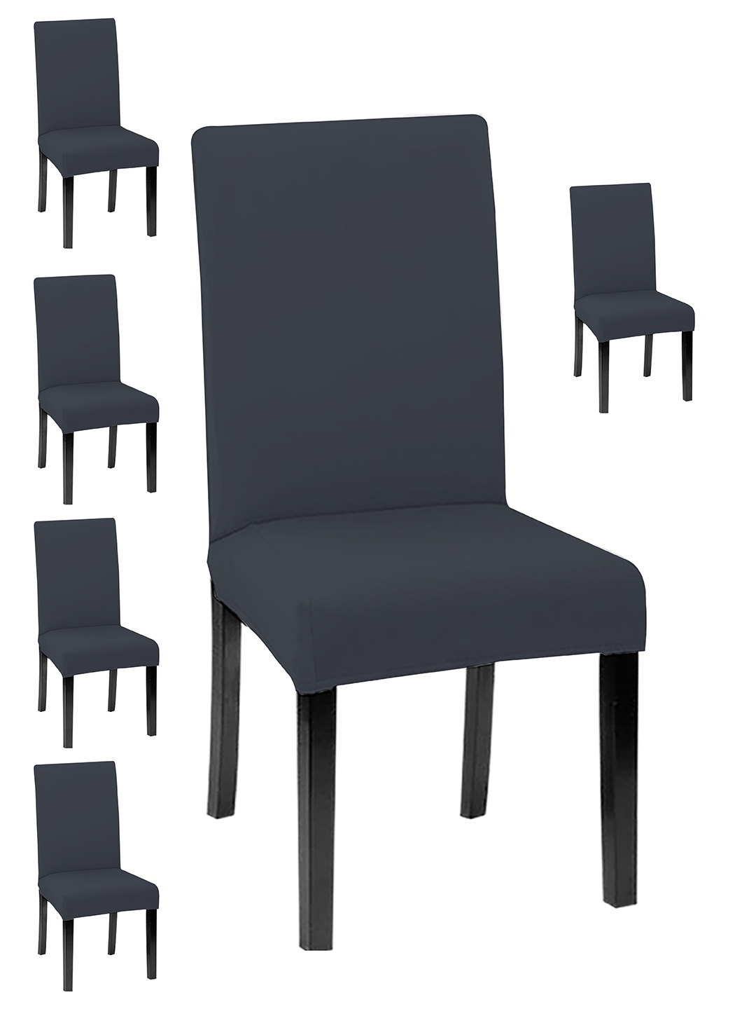 

Lazi 6 Pieces Dark Grey 200 GSM Elastic Stretchable Dining Chair Covers