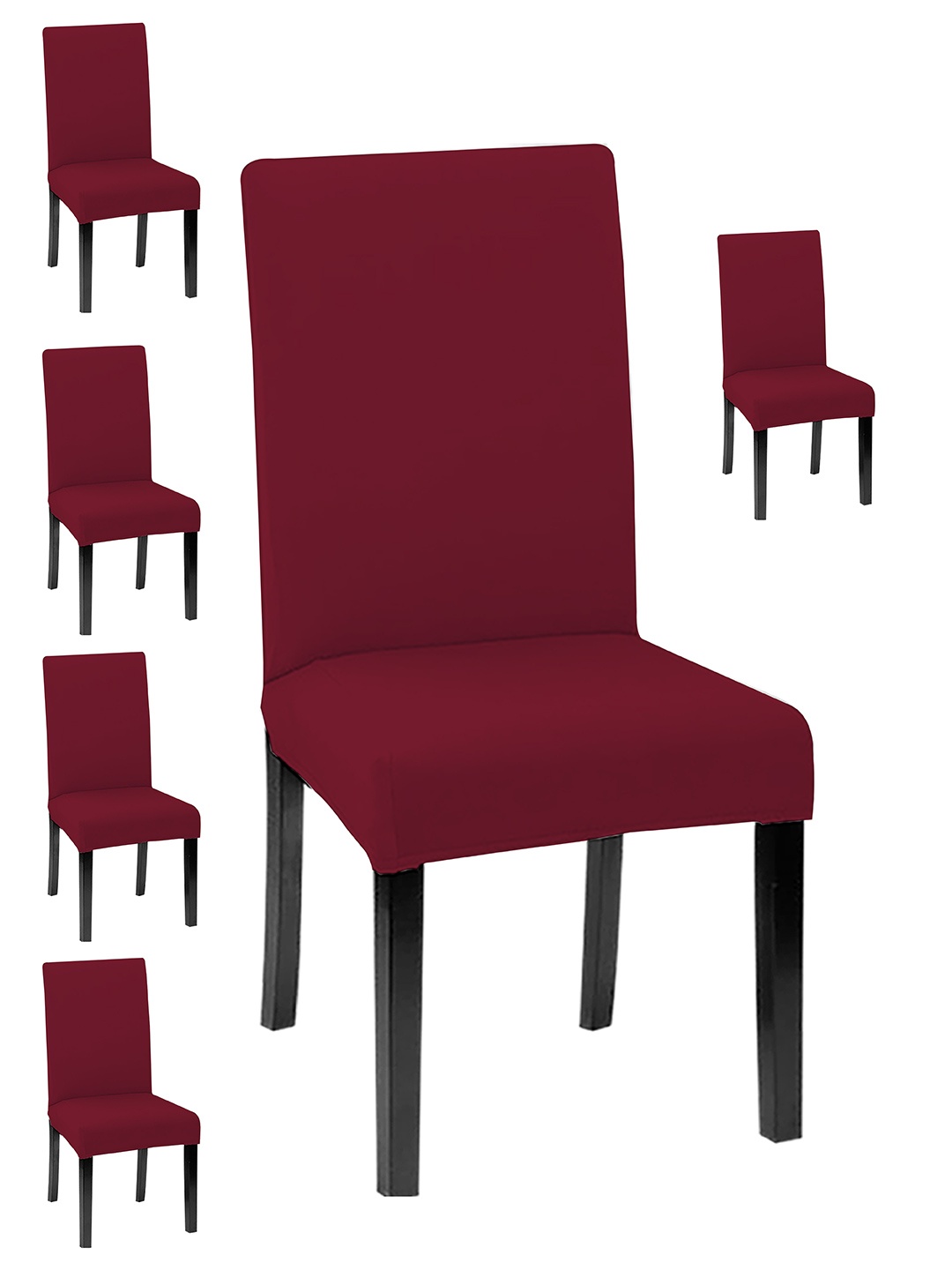 

Lazi 6 Pieces Maroon 200 GSM Elastic Stretchable Dining Chair Covers