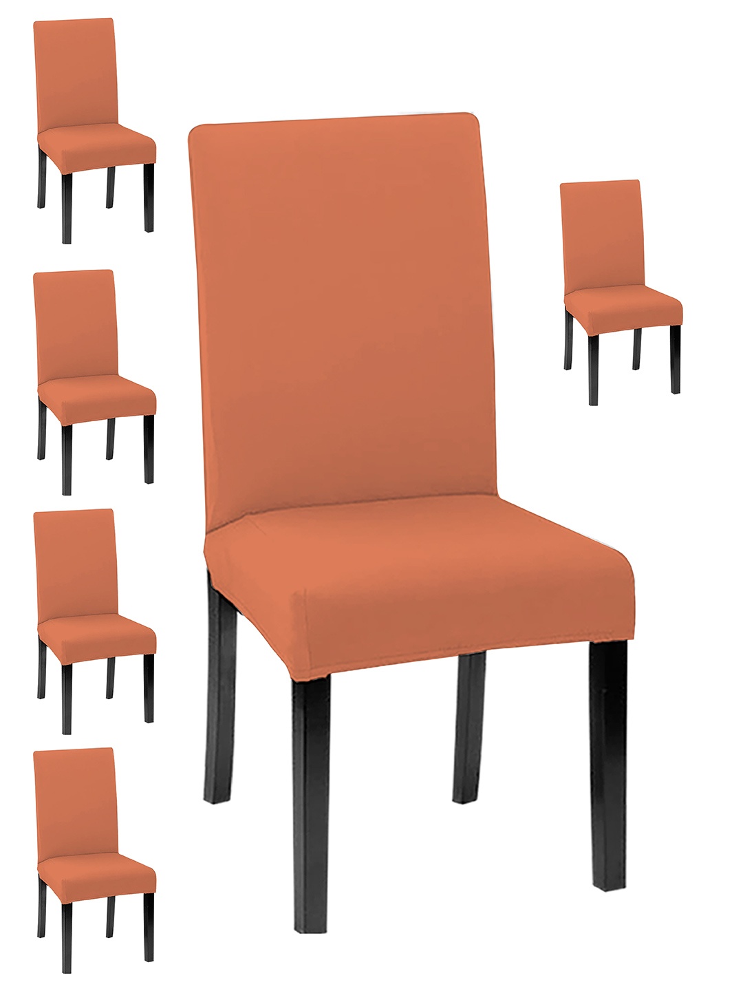 

Lazi Pieces of 6 Peach 200 GSM Elastic Stretchable Dining Chair Covers