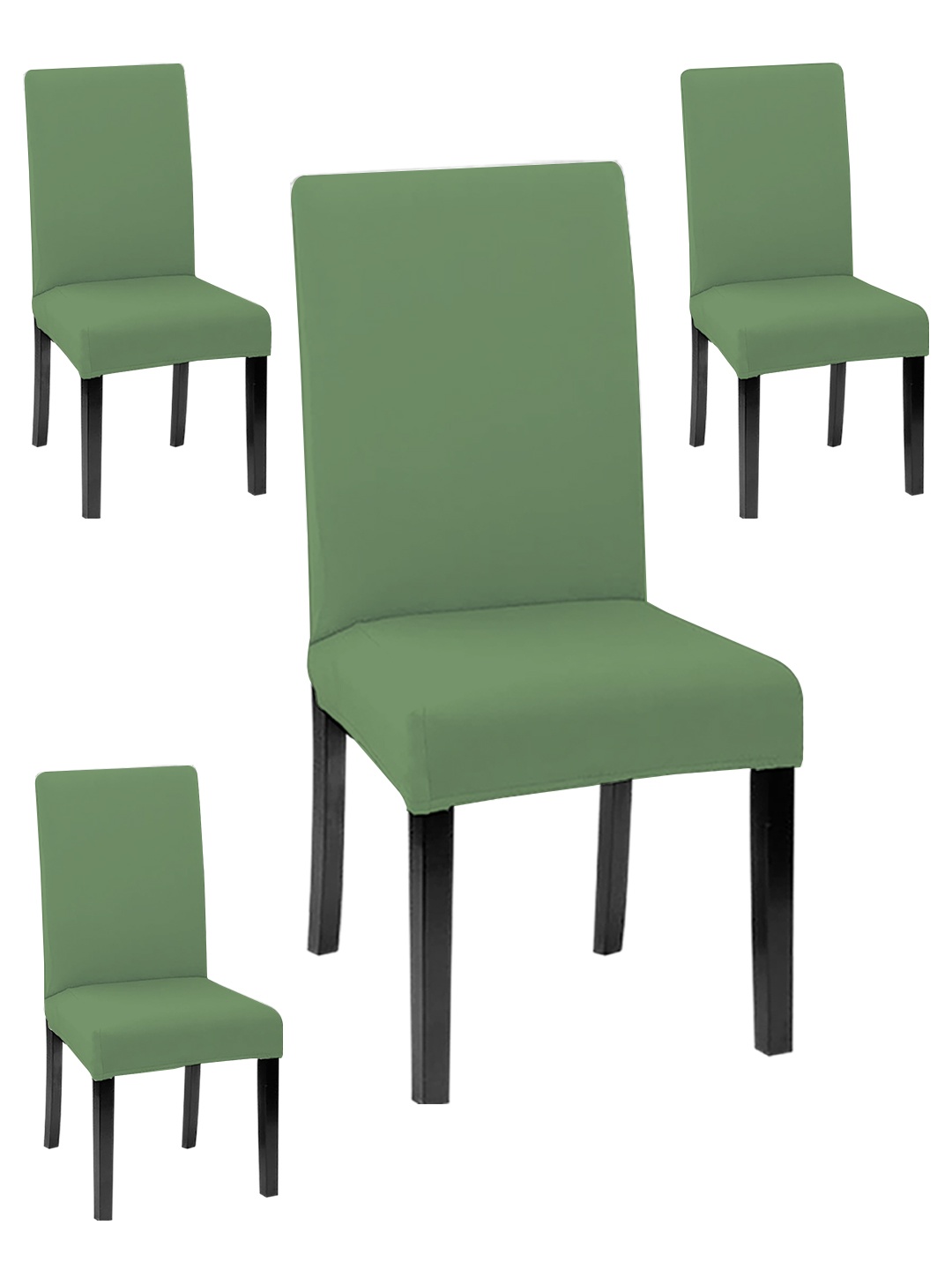 

Lazi 4 Pieces Green Solid Printed Stretchable Dining Chair Covers