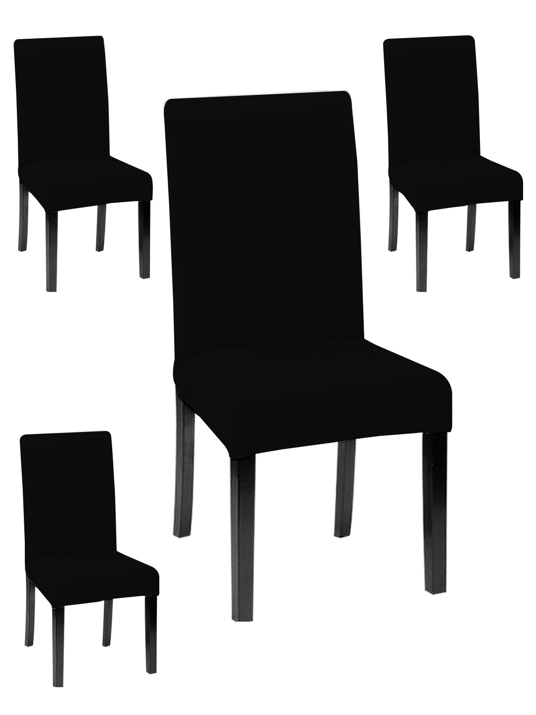 

Lazi 4 Pieces Black Solid Printed Stretchable Dining Chair Covers