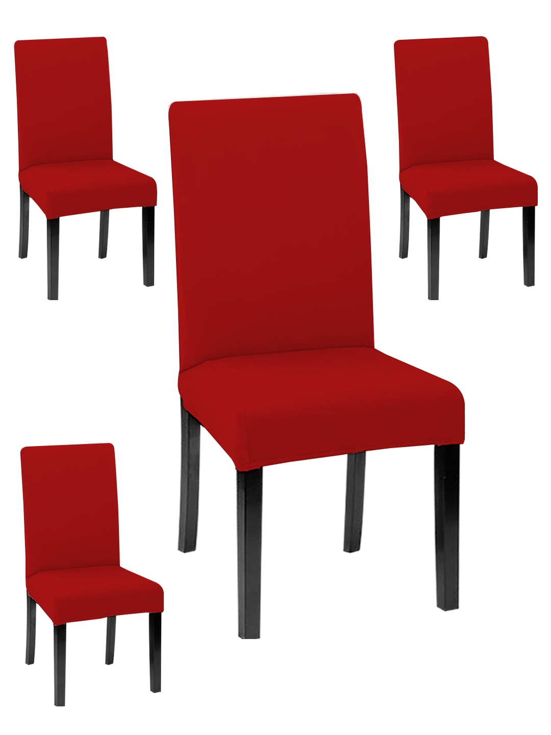 

Lazi 4 Pieces Red Solid Printed Stretchable Dining Chair Covers