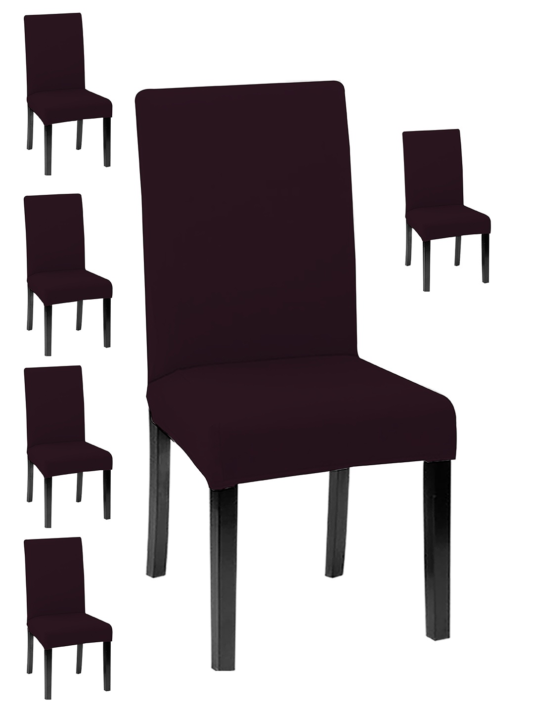

Lazi 6 Pieces Wine 200 GSM Elastic Stretchable Dining Chair Covers, Coffee brown