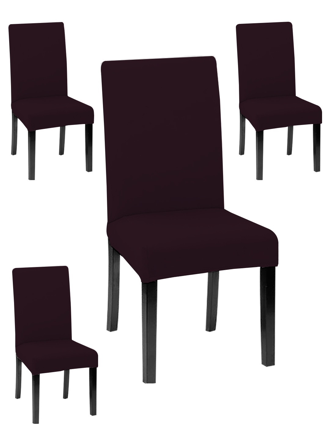 

Lazi 4 Pieces Coffee Brown Solid Stretchable Dining Chair Covers