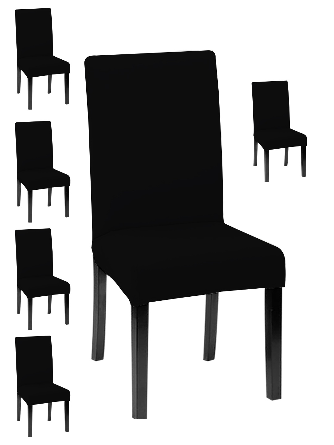 

Lazi 6 Pieces Black 200 GSM Elastic Stretchable Dining Chair Covers