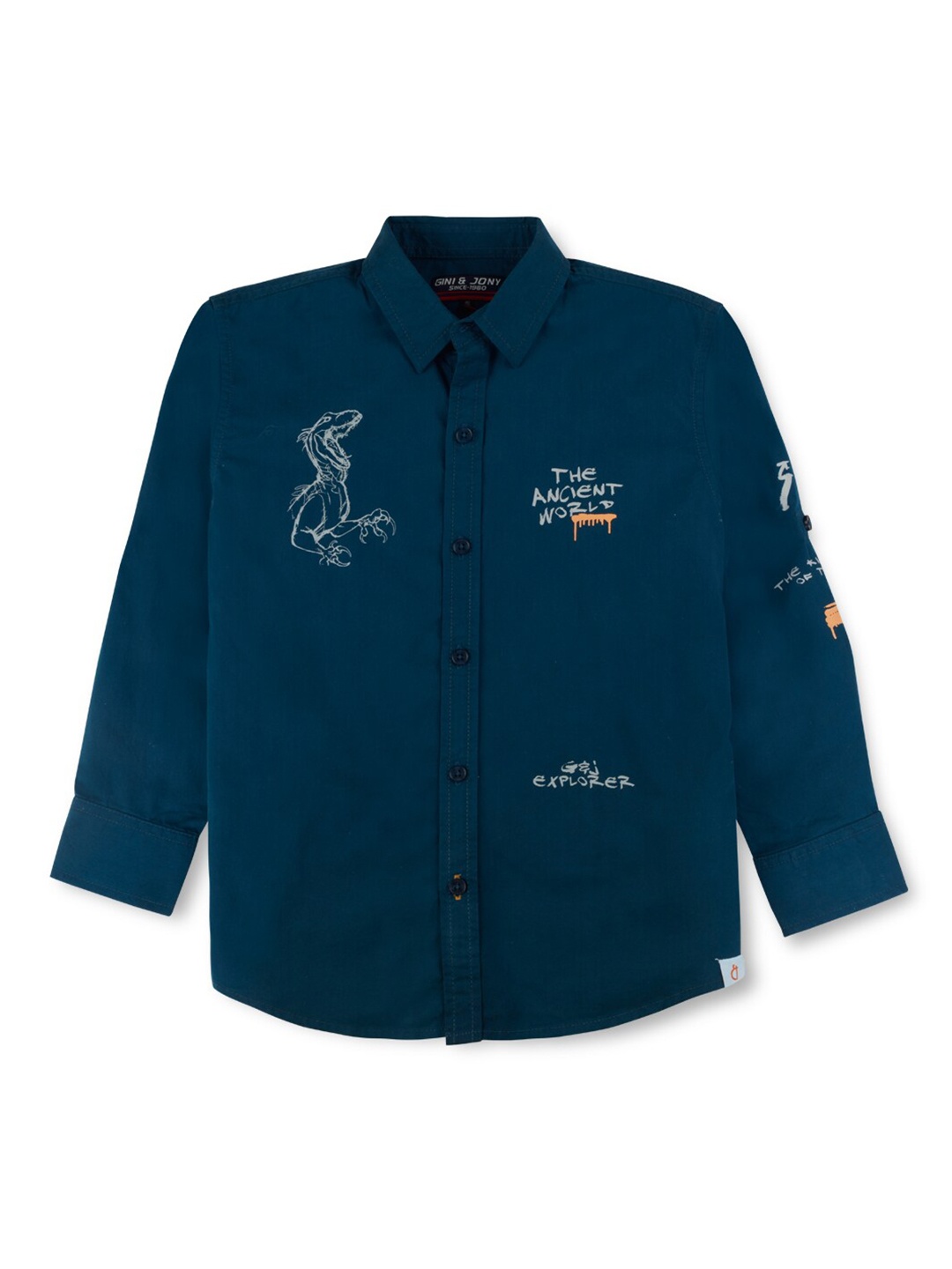 

Gini and Jony Boys Typography Printed Cotton Casual Shirt, Blue