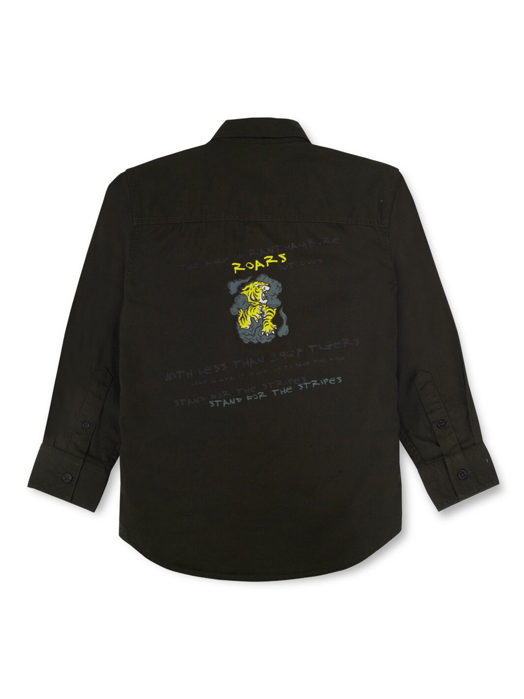 

Gini and Jony Boys Typography Printed Casual Cotton Shirt, Olive
