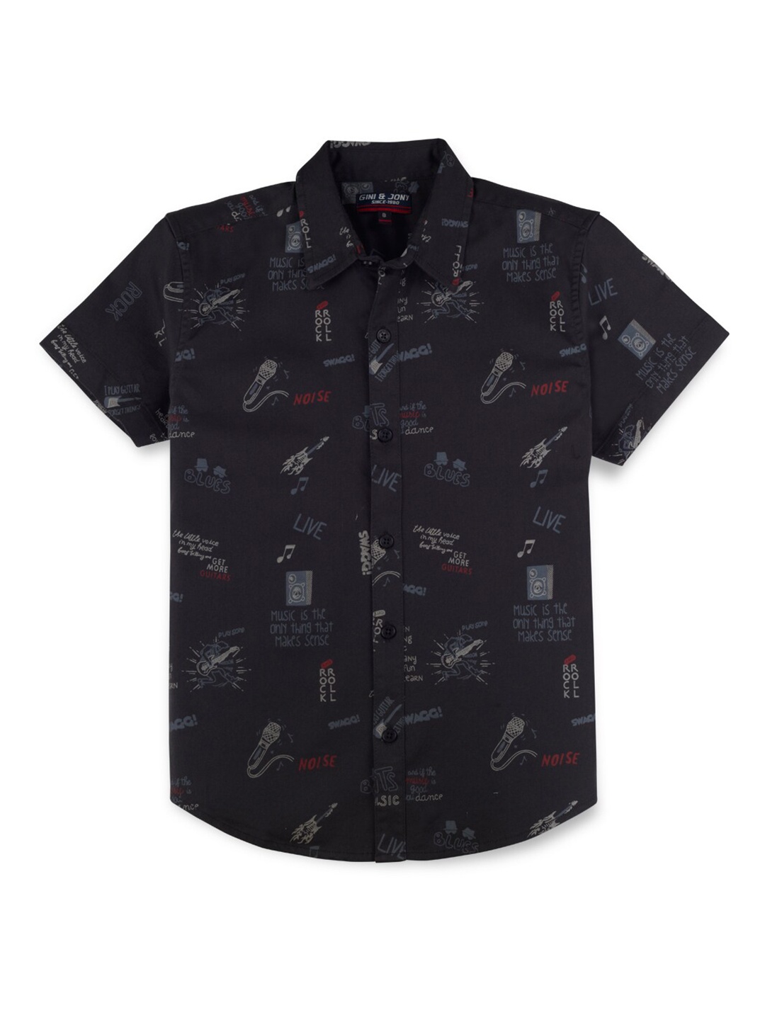 

Gini and Jony Boys Conversational Printed Cotton Shirt, Grey