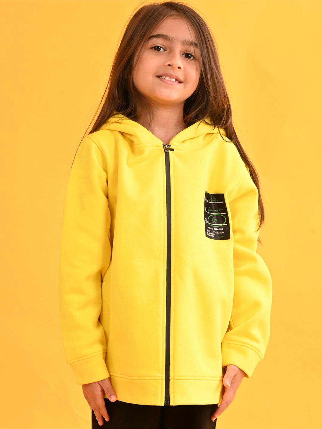 

Anthrilo Girls Hooded Fleece Front-Open Sweatshirt, Yellow