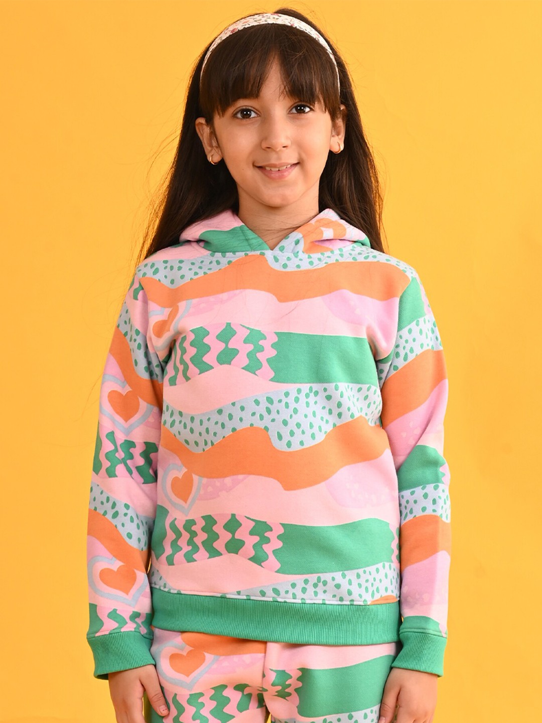 

Anthrilo Girls Abstract Printed Fleece Pullover, Pink