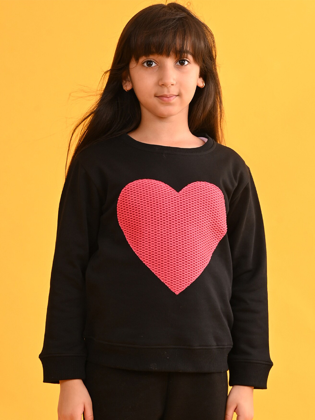 

Anthrilo Girls Graphic Printed Sweatshirt, Black