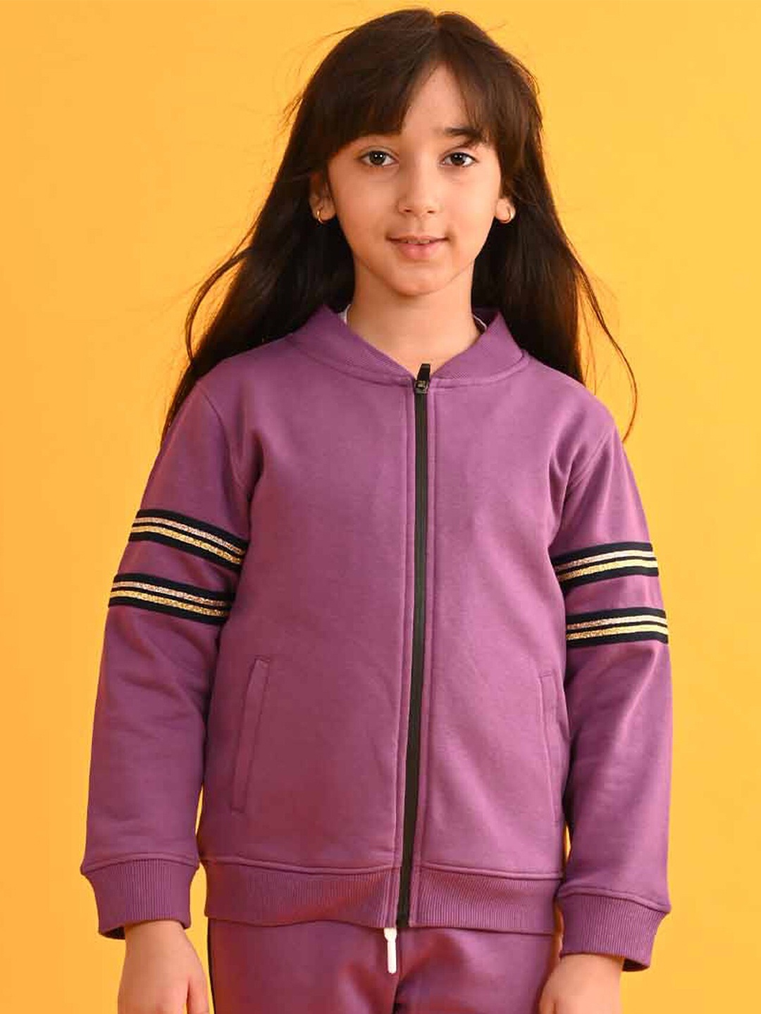 

Anthrilo Girls Fleece Front Open Sweatshirt, Purple