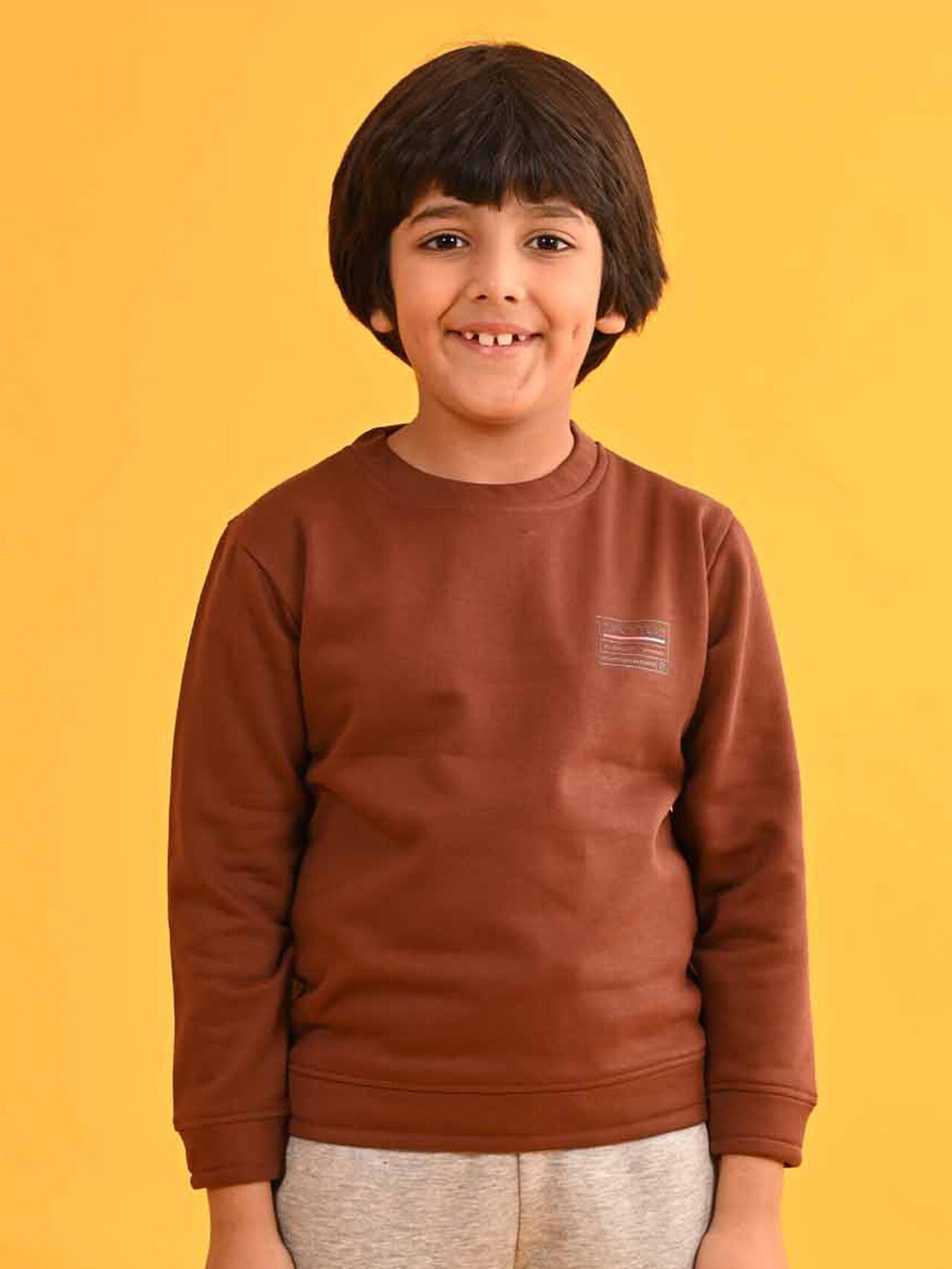 

Anthrilo Boys Round Neck Sweatshirt, Brown