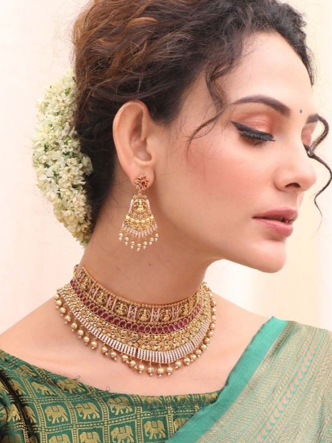

Tarinika Kriya Gold-Plated CZ-Studded Antique Jewellery Set