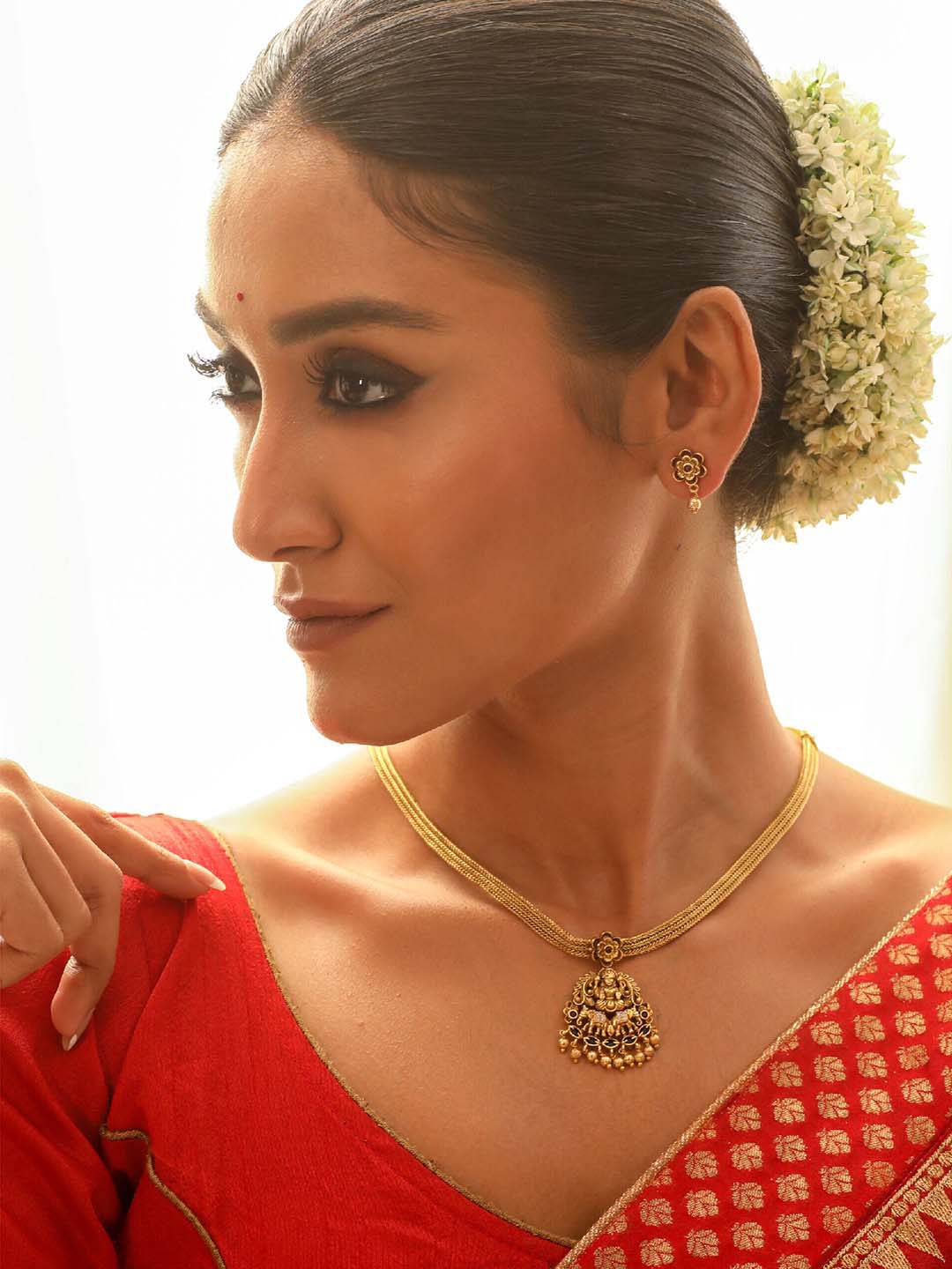 

Tarinika Sara Gold-Plated CZ-Studded Antique Jewellery Set