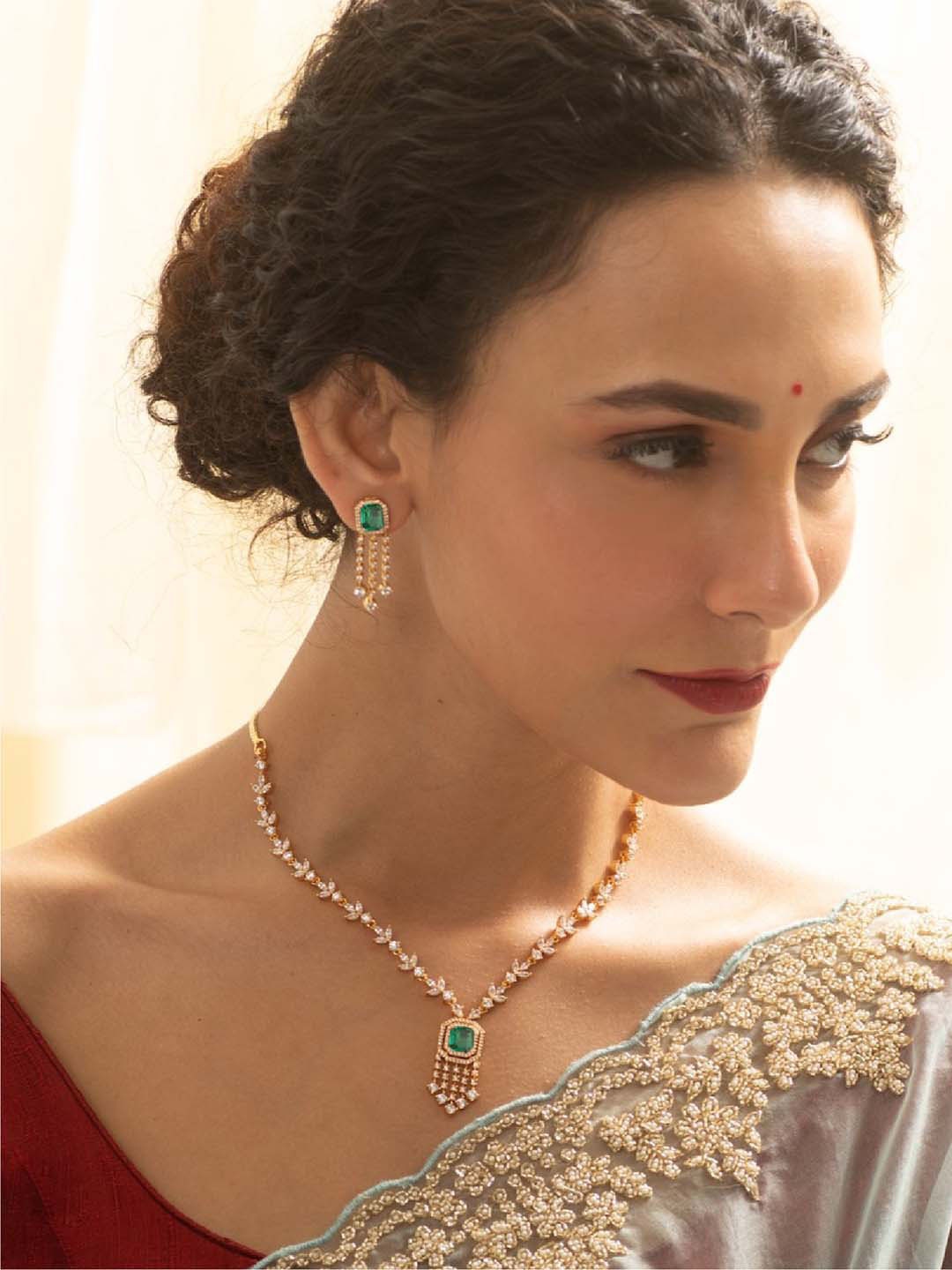 

Tarinika Mireille Gold-Plated CZ-Studded Jewellery Set