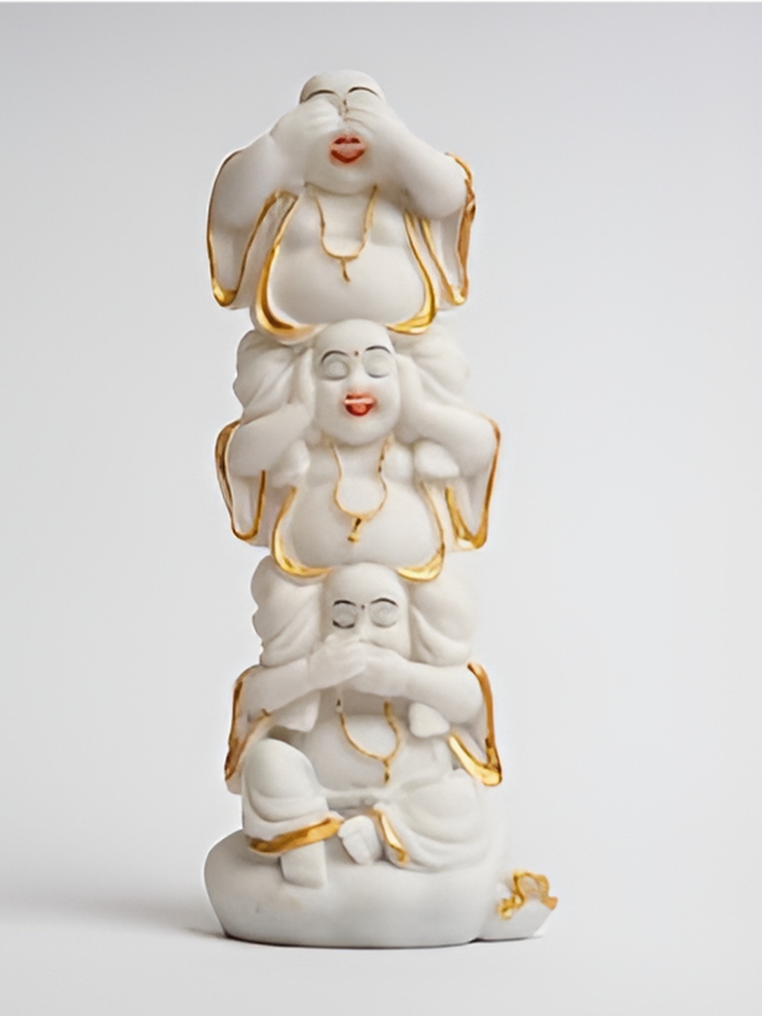 plumsville White & Gold Marble small Gandhi Buddha Showpiece